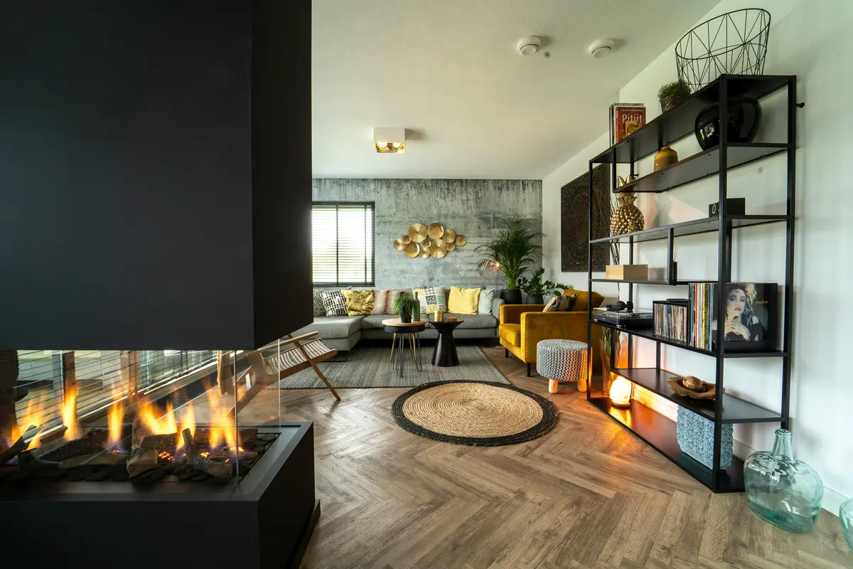 Modern gas fireplace installed in a Toronto living room