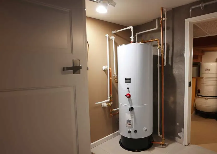 Residential gas water heater tank installed in a Toronto basement