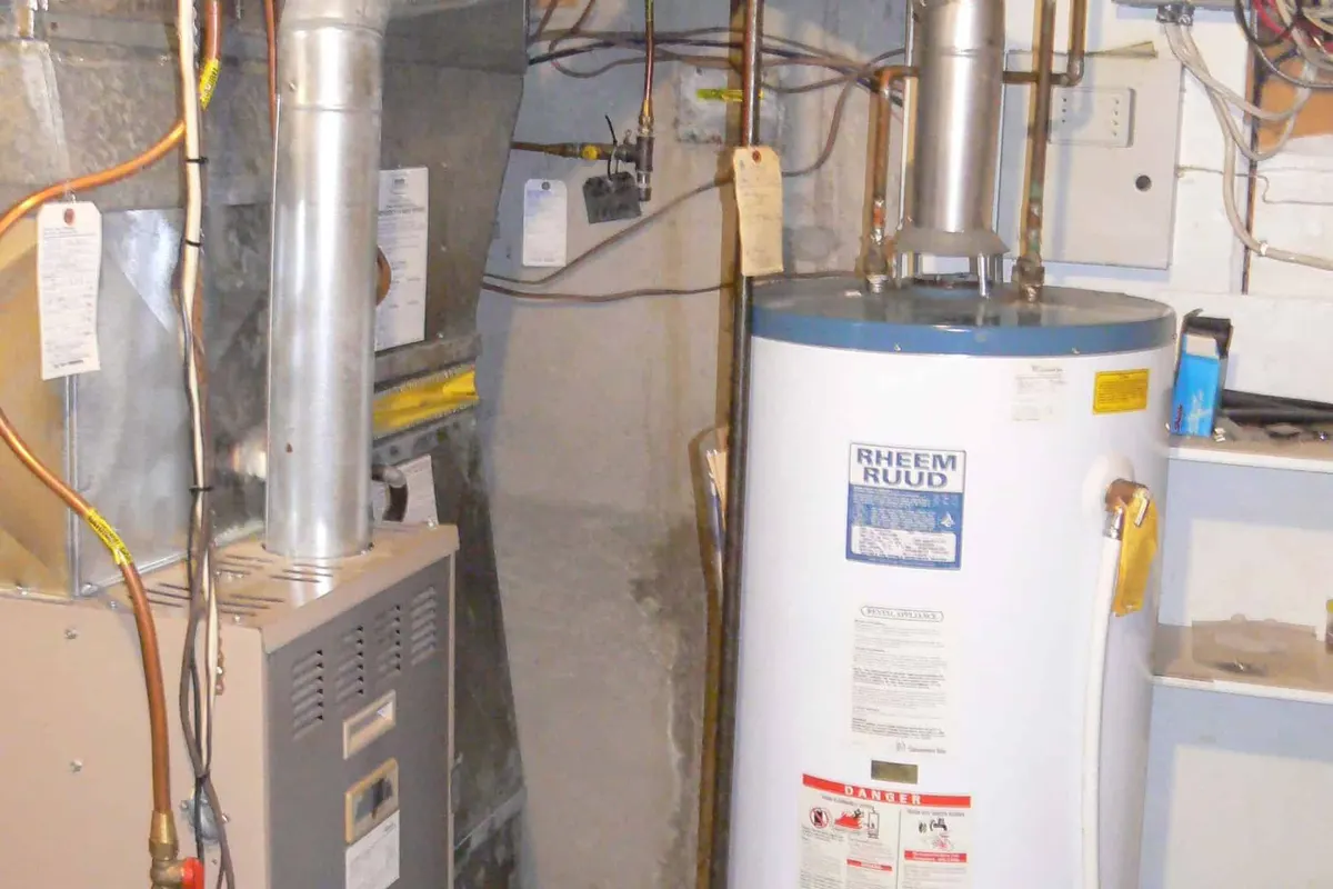 Residential water heater tank in a Toronto home